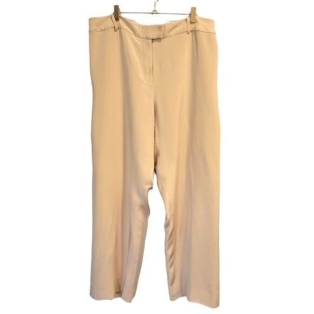 Peggy Jennings | High Rise Straight Leg Lined Silky Trouser Pants Blush Pink Tan